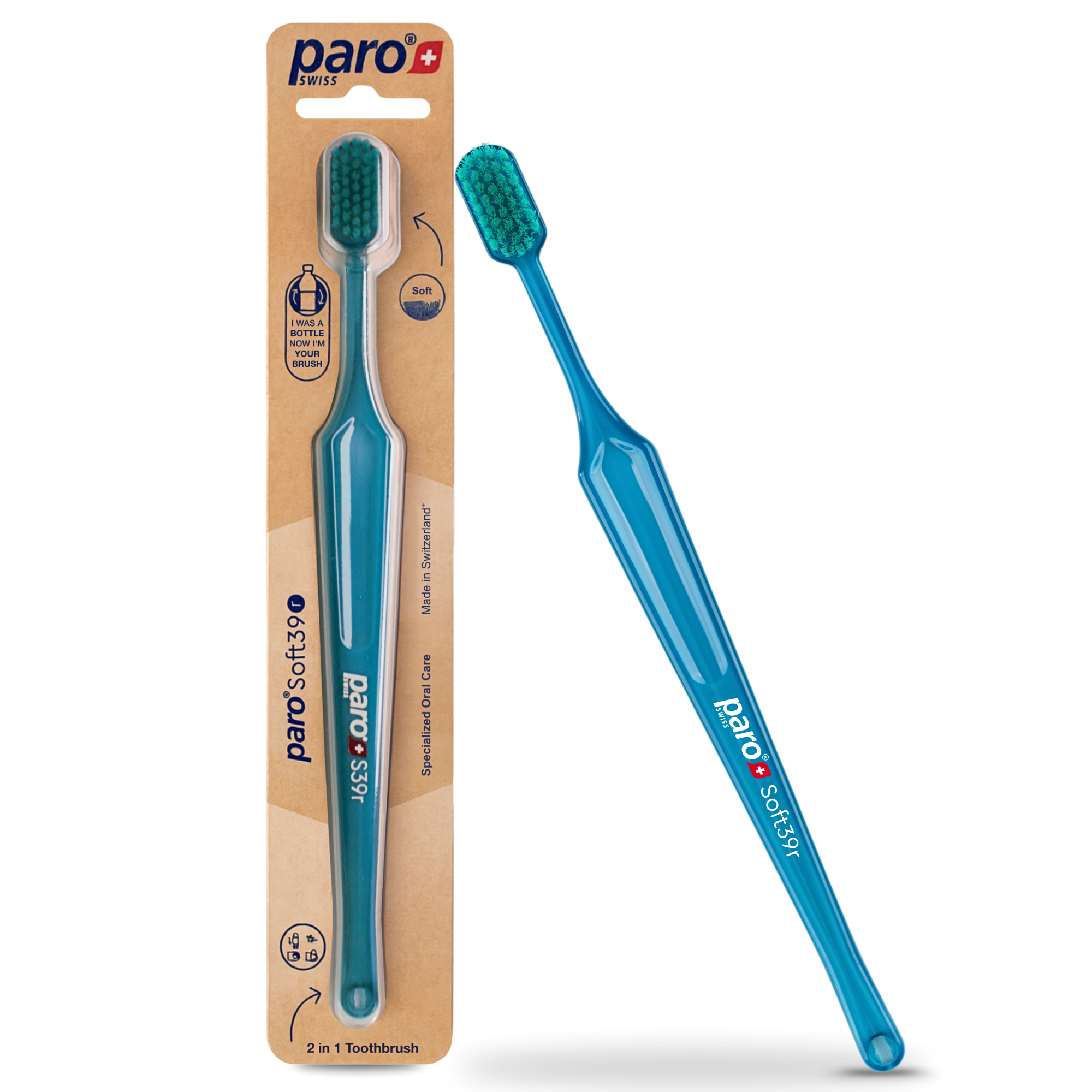 paro® Soft 39 r - Zahnbürste, soft, 5-reihig, R-PET, r-blue